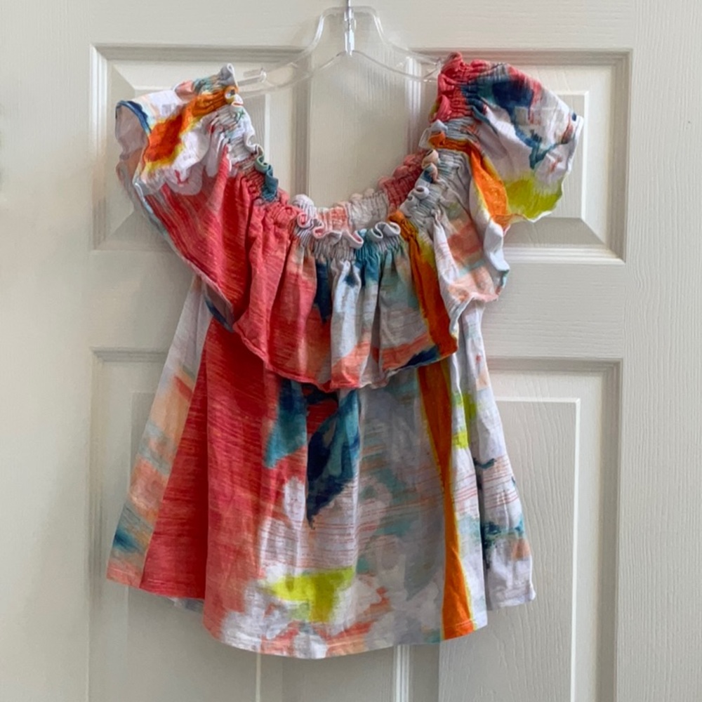 Anthropologie Meadow Rue Effervesce Off the Shoulder Watercolor Top - Size Small